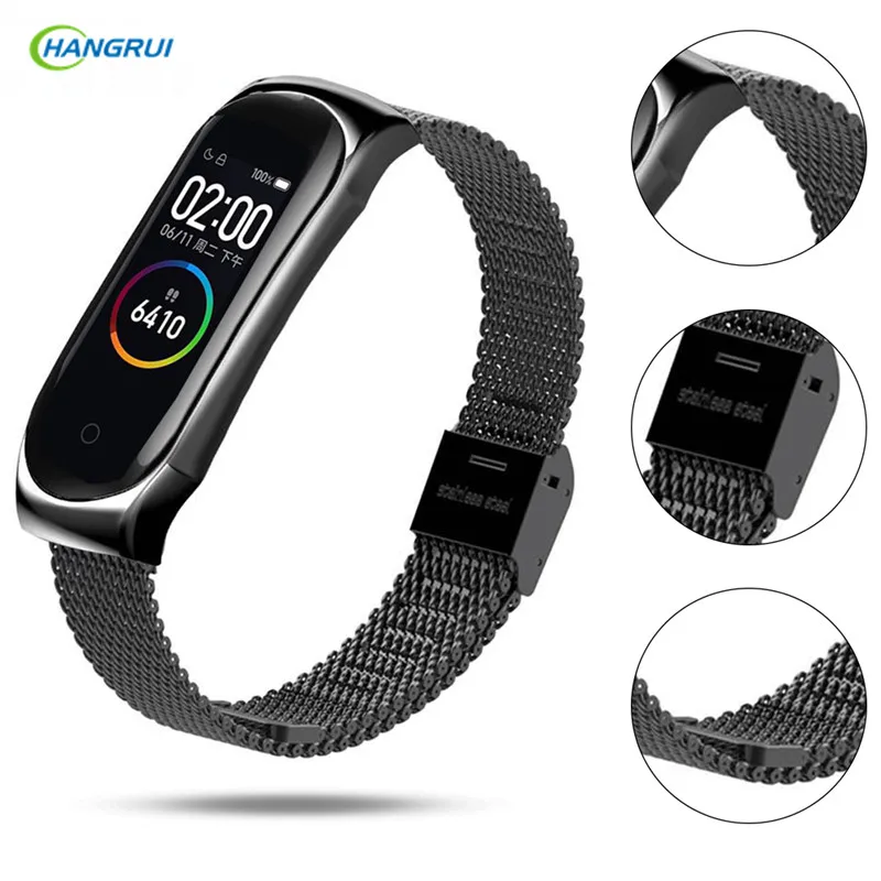 

For Xiaomi Mi Band 3 MiBand 3/4 Strap Screwless Stainless Steel Wrist Strap Quick Release Metal Watch Band For Mi Band 4/3