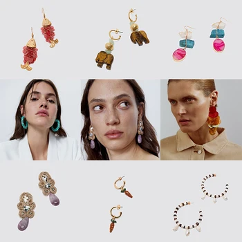 

Bohemian Handmade Natural Stone Pearl Drop Earring for Women 2020 Newaest Summer Cherry Carrot Bird Tassel Earring Party Jewelry