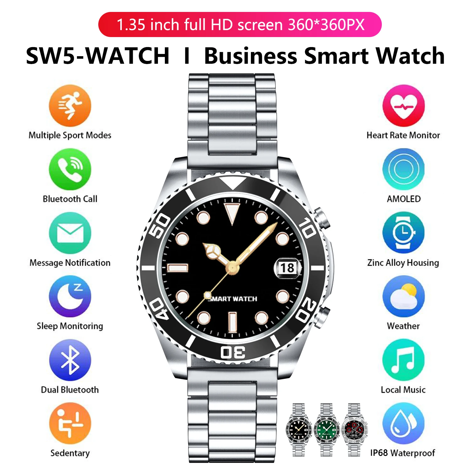 Luck Angel SW5 Smart Watch 2021 Sports Men's Wristwatch Luxury Music Watches Fitness Bracelet For Samsung Galaxy Smartwatches