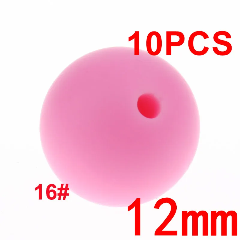 16 Pink Fkisbox, 10 шт., 12 мм, жемчужный Силиконовый круглый Прорезыватель для зубов для детей, Бисероплетение без бисероплетения, подарок для младенцев, прорезыватель, подвеска, ожерелье, ювелирное изделие, Mordedor - Цвет: 16 Pink