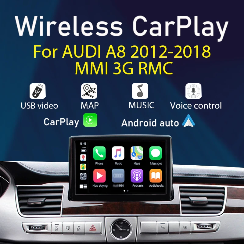 Беспроводная система CarPlay для Audi A8 2012 ~ 2018 MMI 3G RMC Android голосовое управление Siri |