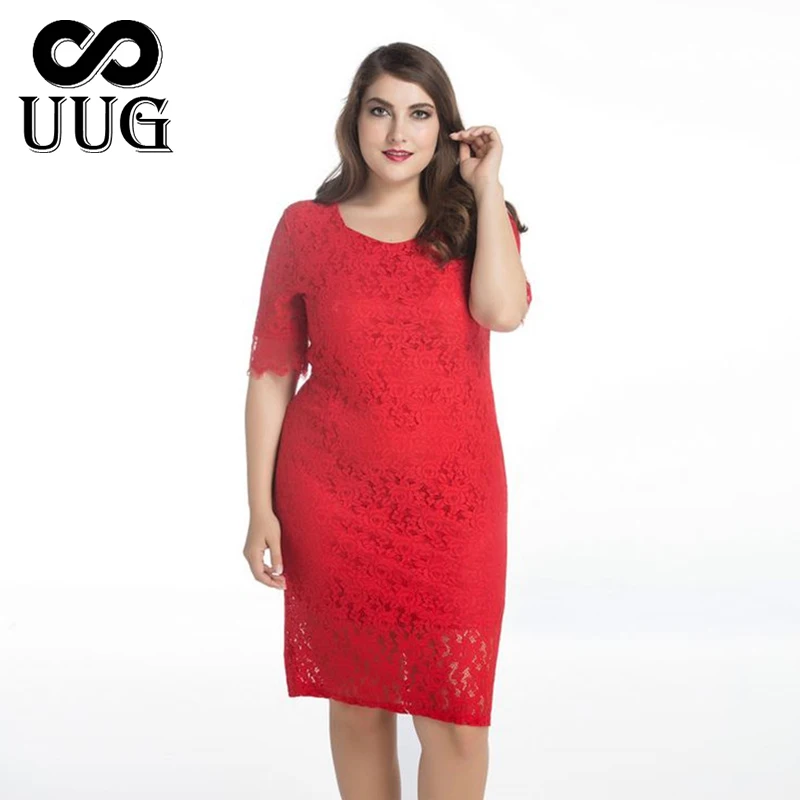 

UUG Ladies New Arrival Lace Dress Plus Size 8XL Female Clothing Red And White 9XL Summer Sexy Dress Big Size 10XL