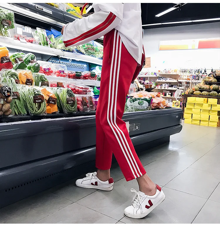 Спортивные штаны для фотосессии в стиле хип-хоп, для девушек, летние, студенческие, Harajuku BF, стильные, свободные, модные, школьная форма, по щиколотку