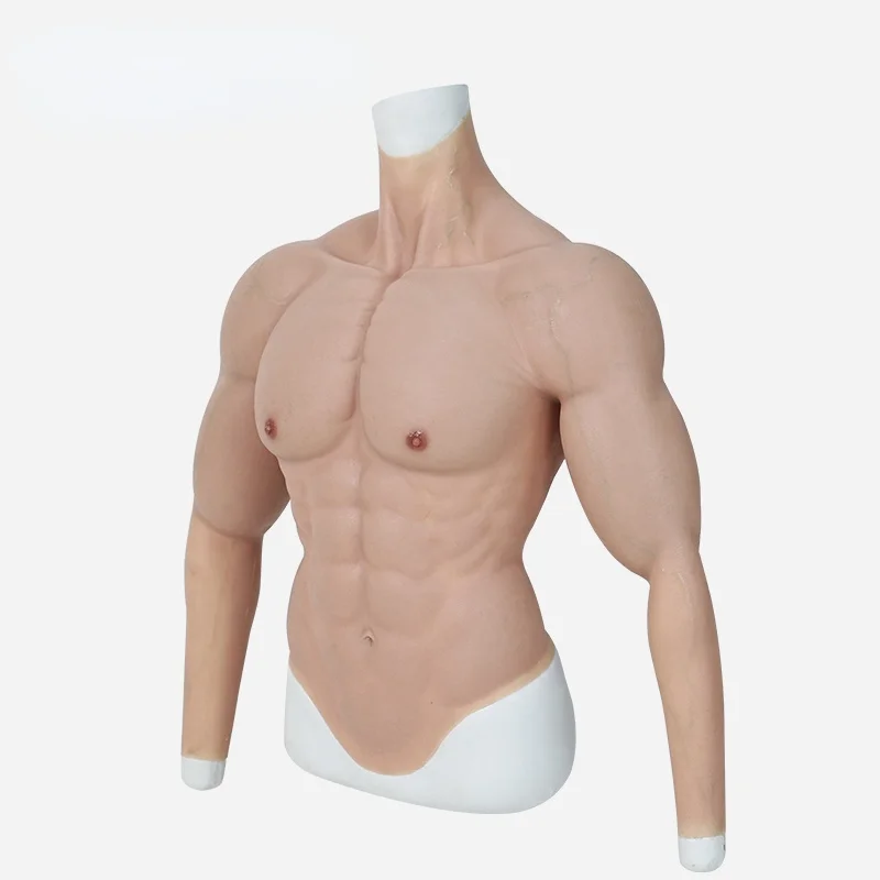Realistic Silicone Fake Muscle Men's Suit with Arms and Fake Belly Suit Masquerade Performance Costume