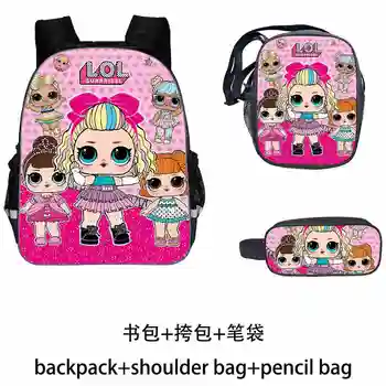 

New 3D LOL Surprise Dolls Print Boys Girls Backpack Set for Teenagers Middle School Student Book Shoulder Bag LOL Kids Bagpack