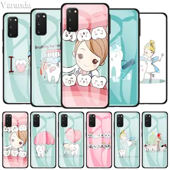 

Phone Case For Samsung Galaxy S10 S20 Ultra S10e S8 S9 Plus Note 10 Plus 10 Lite Tempered Glass Cover Cute Wisdom Teeth Dentist