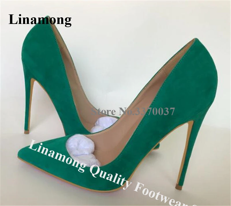 green pointed heels