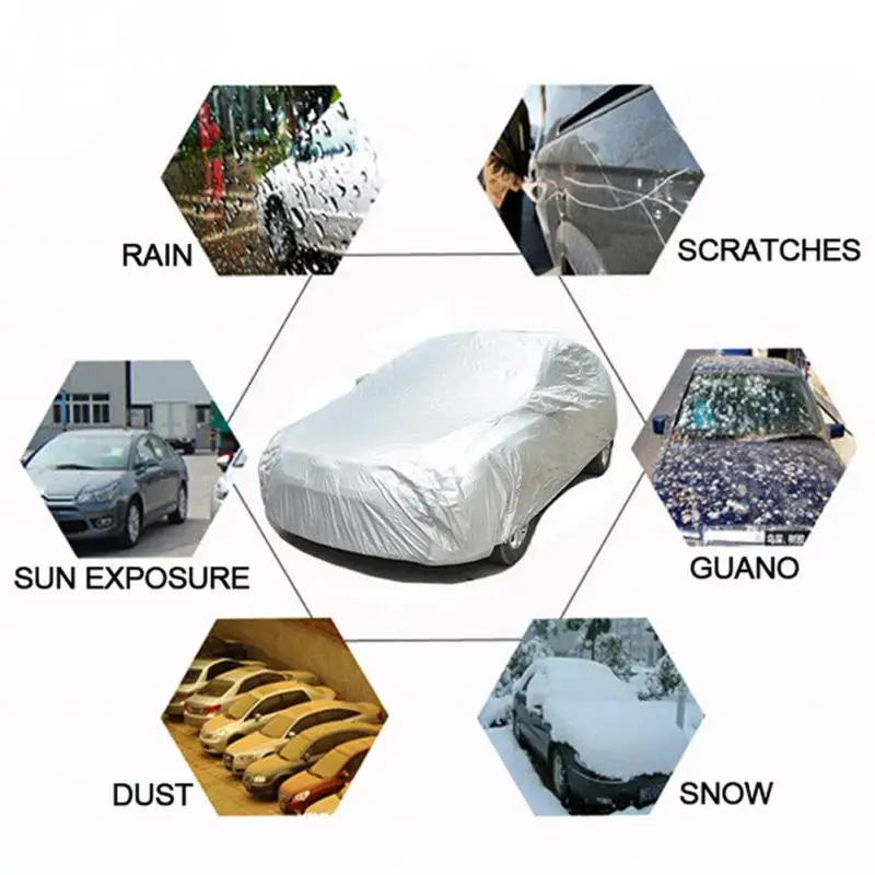 Универсальные чехлы для автомобиля, снежный лед, пыль, защита от солнца, УФ-абажур, чехол-светильник, серебристый цвет, размер s-xl, автомобильный защитный чехол для улицы
