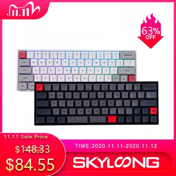 

SKYLOONG SK66 Mechanical Keyboard RGB Gaming 66 Keys Gateron Blue Switches Wireless Bluetooth Keyboards Programmable For Mic/Win