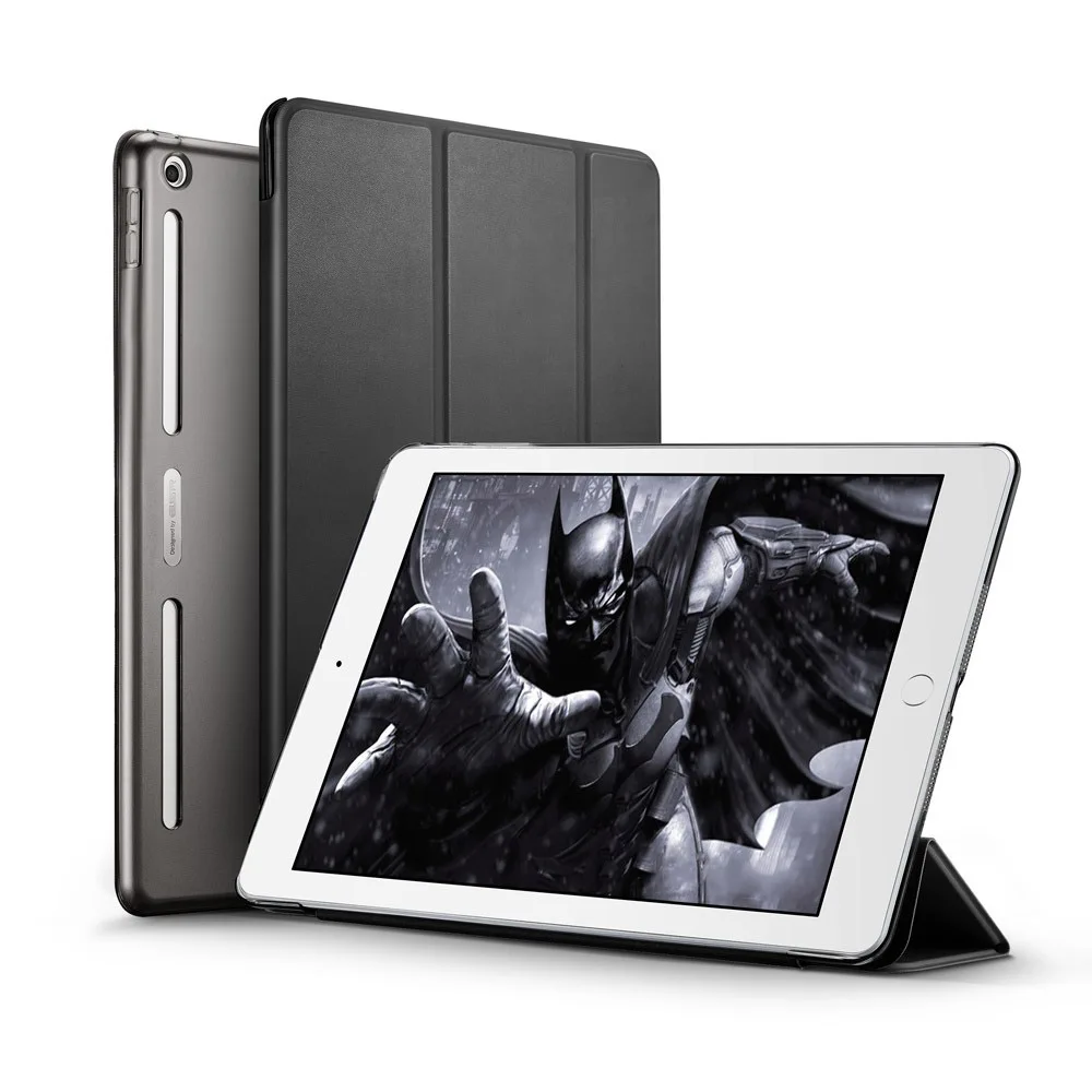 Чехол для iPad 9,7, ESR из искусственной кожи передняя крышка+ Мягкий ТПУ бампер край+ PC задняя Авто спящий умный чехол для нового iPad выпуска - Цвет: Black