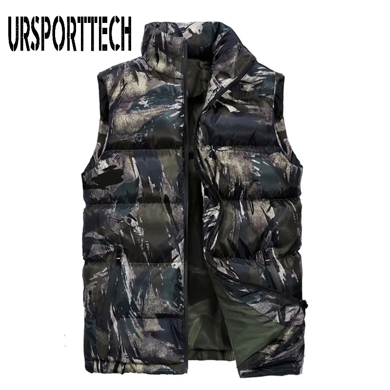 Camouflage Khaki Камуфляжный ультра-светильник, жилет на утином пуху, мужской зимний Повседневный стильный жилет, мужской жилет размера плюс 5XL 6XL, теплый жилет без рукавов - Цвет: Camouflage Khaki