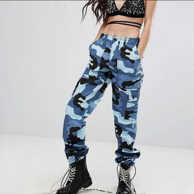 Женские камуфляжные брюки с высокой талией, модные Pantalon, женские брюки, спортивные штаны, уличная одежда, камуфляжные штаны