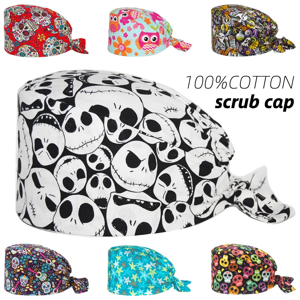 Surgical Scrub Caps Women Adjustable Cartoon Scrub Cap Surgical