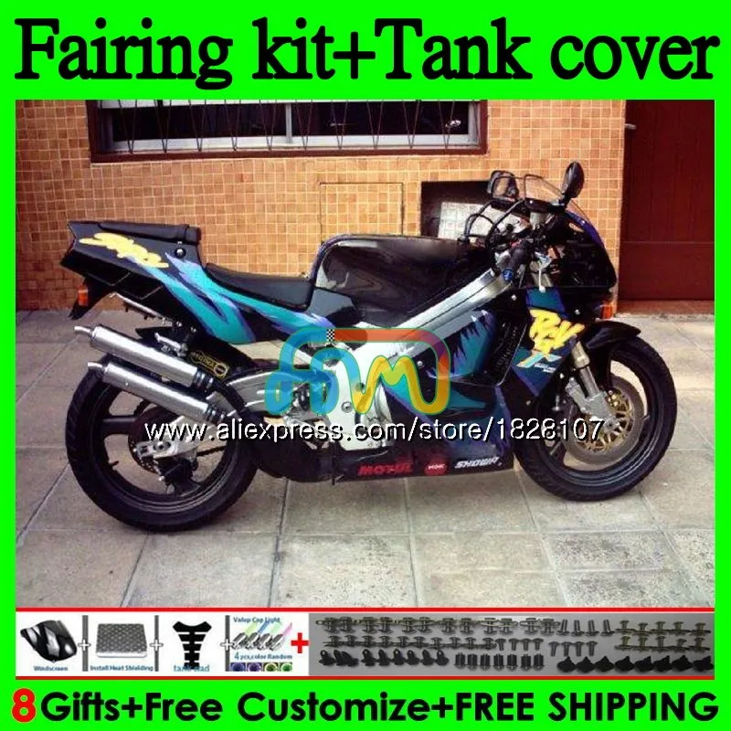 Комплект черный+ бак для SUZUKI RGVT250 SAPC RGV-250 VJ23 101BS. 25 RGV 250 VJ22 RGV250 95 96 97 98 1995 1996 1997 1998 обтекатель
