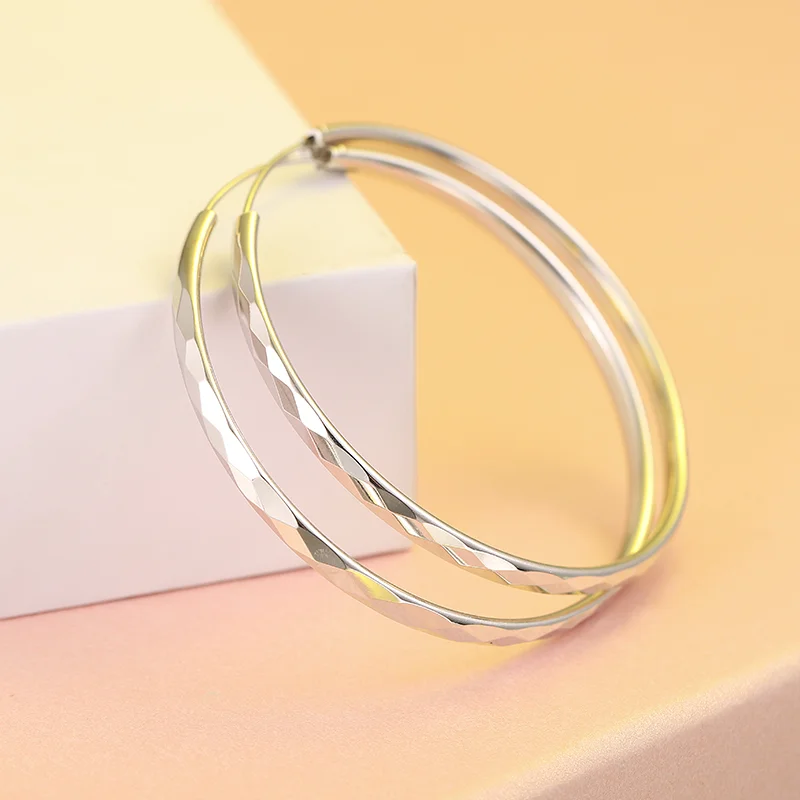 Серьги-кольца из серебра 925 пробы для женщин, большие блестящие серьги