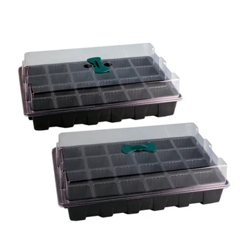 

24 Site Greenhouse Seedling Starter Tray Kit Plant Seed Growing Box For Planting Seedlings Propagation Germination Plugs