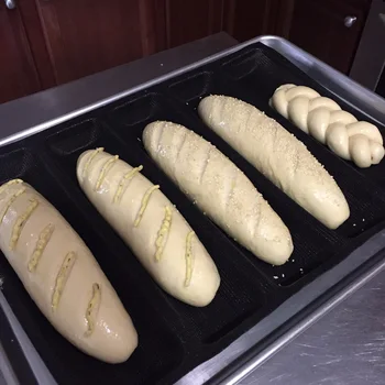 

5 Cavity 12Inch Silicone Bread Mould Non Stick Trays for Bakery Roll Toasting AC889