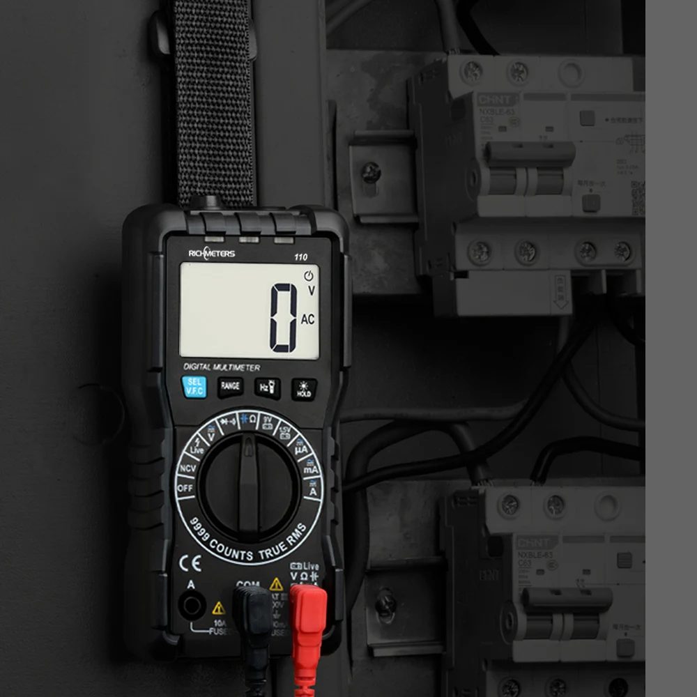 RICHMETERS 110 цифровой мультиметр TRUE RMS 9999 отсчетов NCV подсветка AC DC Напряжение Ток