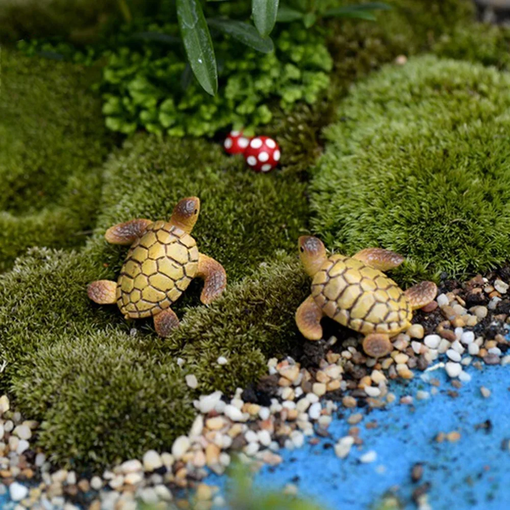 Artificial ini Sea Turtle Model Resin Figurines Fairy Garden Miniatures Fish Tank Acessories DIY Terrarium Landscape Decoration