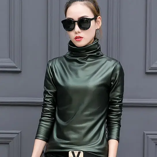 Женская элегантная рубашка в стиле &quotЛолита&quot с высоким воротом и длинным