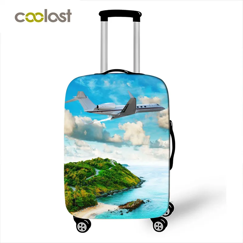 fashion car / airplane print luggage cover for travelling anti-dust suitcase protective covers baggage trolley case cover - Цвет: AXT-FEIJI35