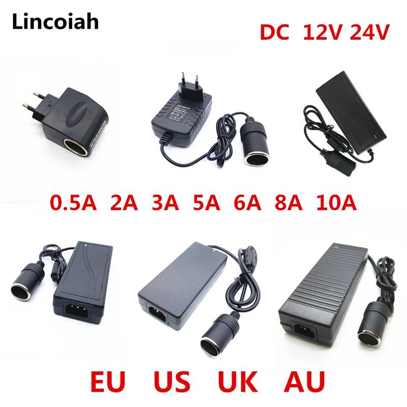 AC 100V-240V 100V 220V to DC 12V Car Cigarette Lighter AC/ DC Power  Converter Adapter Inverter Power Supply Transformer 12 Volt