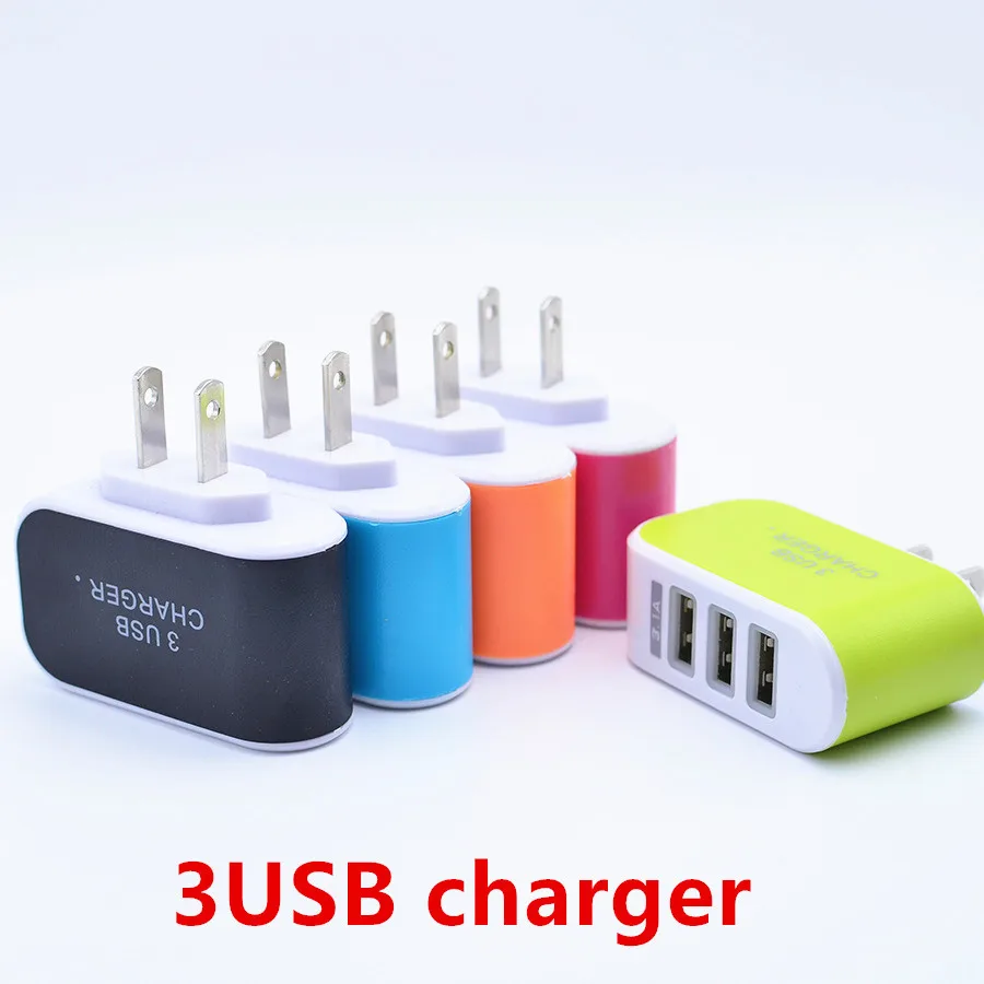 3 USB конфеты разноцветное зарядное устройство универсальное 3-рот USB зарядное устройство с Светодиодный индикатор