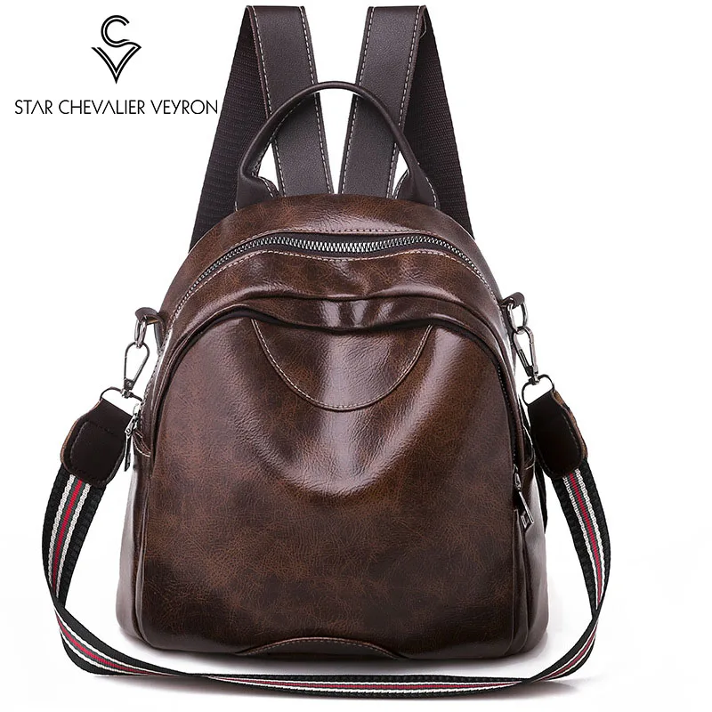 

SCV Backpack for Women New High Quality PU Soft Leather Fashion Middle School Bag Vintage Simple Outdoor Leisure Small Backpacks
