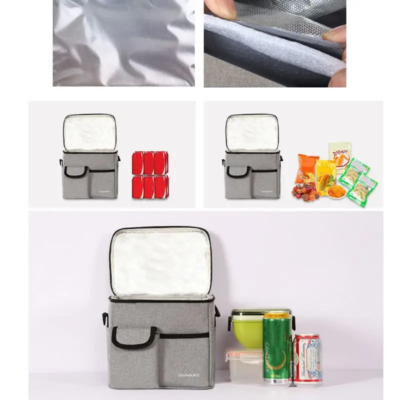 Portable Insulated Thermal Cooler Lunch Box Tote Picnic Storage Shoulder Bag Pouch