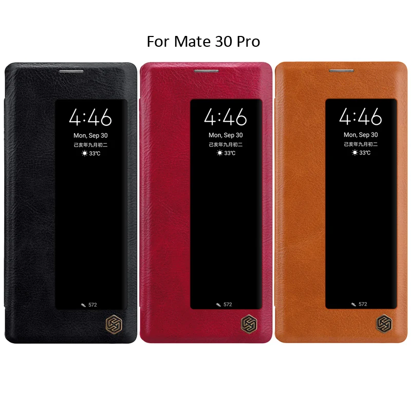 Кожаный чехол-книжка Nillkin Qin с откидной крышкой для huawei mate 30 Pro Smart Sleep Window