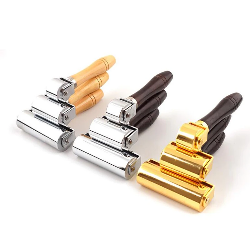 26/60/100mm Leather Glue Edges Laminating Wheel Leather Craft Roller Craft Handmade Smoother Creaser Tool DIY Golden/brown