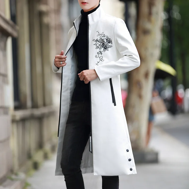 Осенняя и зимняя одежда, Мужское пальто, длинная куртка из искусственной кожи, корейский стиль, молодежная мода, повседневная кожаная куртка для мужчин