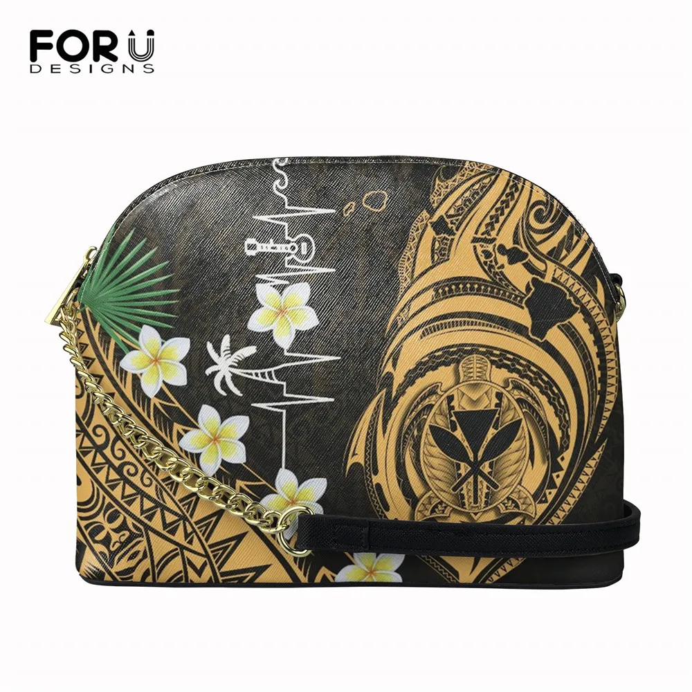 

New Arrival Heartbeat Polynesian Hawaii Plumerias And Turtle Style Designer Lady's Luxury Leather Crossbody Bags Female Clutch