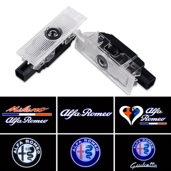 

2Pcs New fashion Laser LED Car Door Welcome Light Logo Projector for Alfa Romeo Giulia Giulietta Mito Stelvio Brera 147 156 159