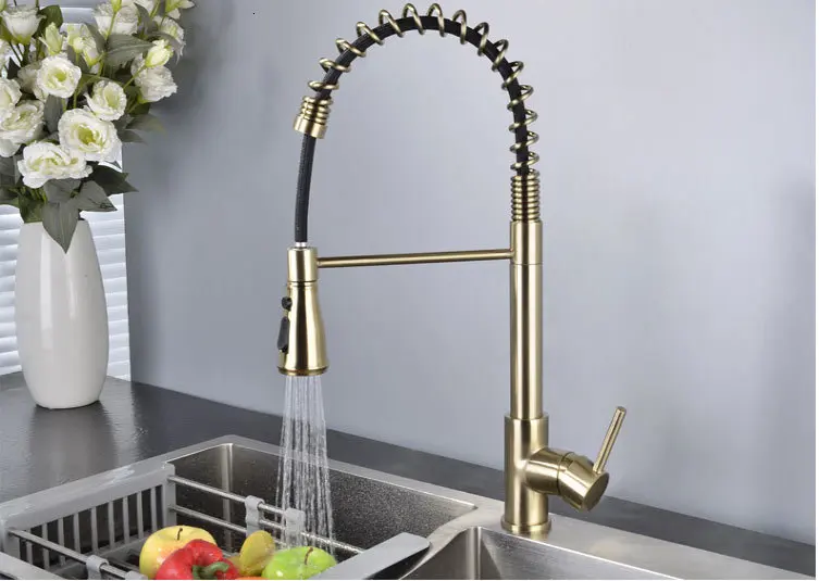 Каждый холодный медный Черствый cocine humo draw black cepillado oro fregadero xiancai телескопические туалеты универсальные весенние грифоны