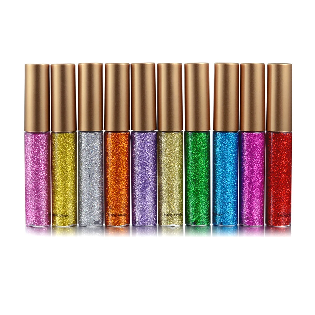 10pcs/set Glitter Shimmer Liquid Eyeliner Long Lasting Waterproof Sweat-proof Eye Liner Makeup Cosmetics