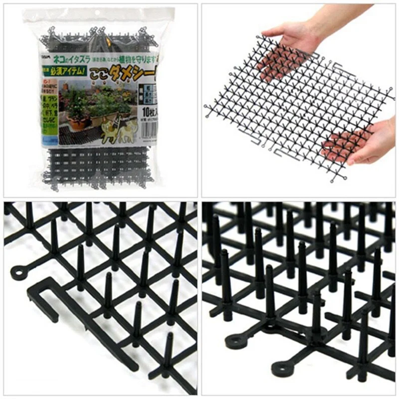 12pcs Garden Cat Scat Mats Repellent Mat Anti-Cat Net Prickle Strips Plastic Spike Thorn Safe Keep Dog Away Digging Pets Supply