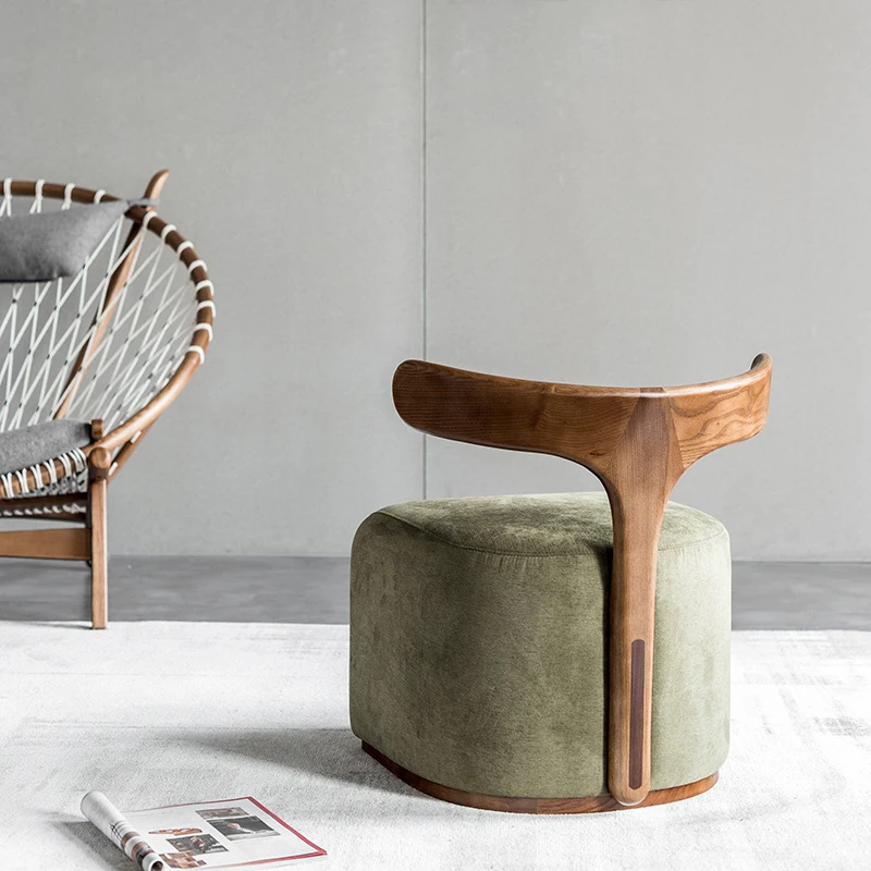 JOYLOVE Nordic Modern Designer Creative Solid Wood Backrest Fabric Leisure Chair stool For Shoe Replacement Stool New
