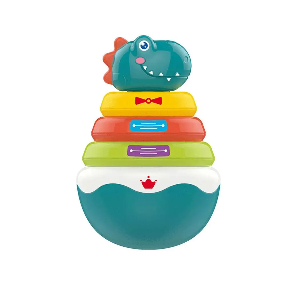 Kid's Dinosaur Tumbler Educational Stacking Rainbow Ring Circle Vibrato Baby Rattle Toy | Игрушки и хобби