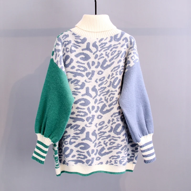 Neploe Pull Femme, контрастный цвет, водолазка, теплый свитер с длинным рукавом, зимний плотный вязаный джемпер, Женский пуловер, топы 56463