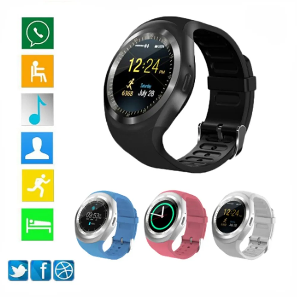 Bluetooth Y1 Смарт часы Relogio Android SmartWatch телефонный звонок GSM Sim пульт дистанционного управления камерой информация дисплей спортивный шагомер pk D13