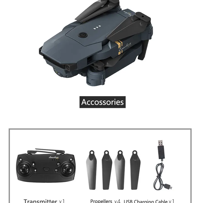 EBOYU DJ-1 Радиоуправляемый Дрон 2,4 ГГц Wifi FPV 720P камера высота удержания один ключ возврат/посадка/взлет Квадрокоптер с безголовым режимом и дистанционным управлением Дрон RTF