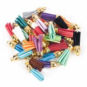 

30pcs/Lot New Multicolor Gold Tassel Charms For Jewelry Making 3.5cm Korean Velvet Tassel Necklace Earrings DIY Jewelry Findings