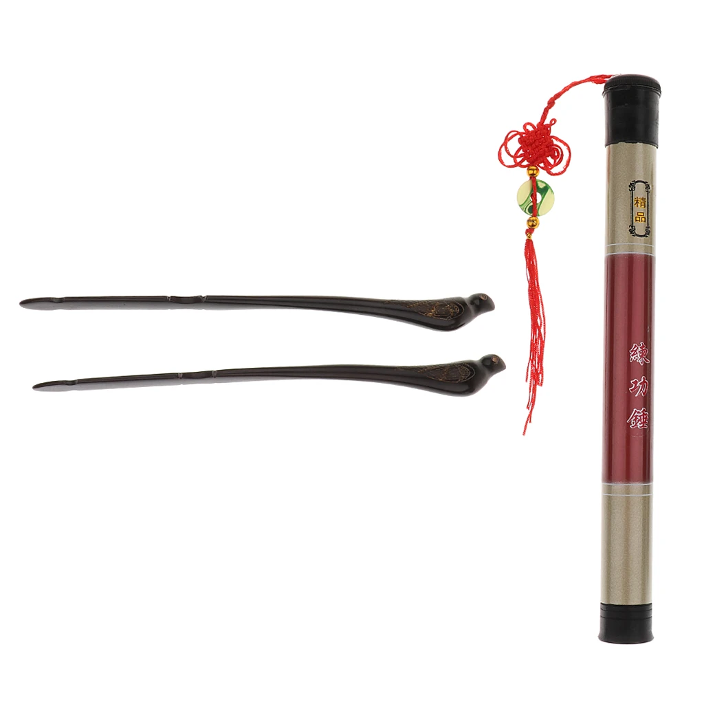 1 Set Ebony Beaters Mallets with Storage Box Holder for Dulcimer Yangqin Performance Accessory