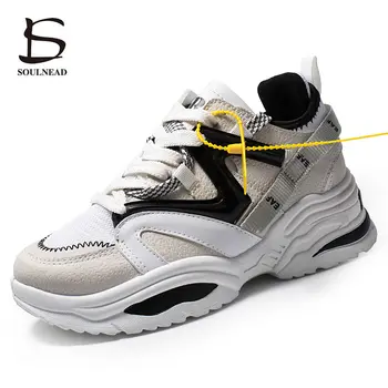 

Autumn Women‘s Running Sports Shoes Colorful Lace-up Casual Shoes Breathable Mesh Men's Thick Sole Sneakers Lover Jogging Shoes