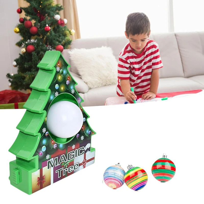 

DIY Christmas Tree Rotate Drawing Ball Set Electric Painting Machine Christmas Decoration Kids Electric Toys for Children Gift