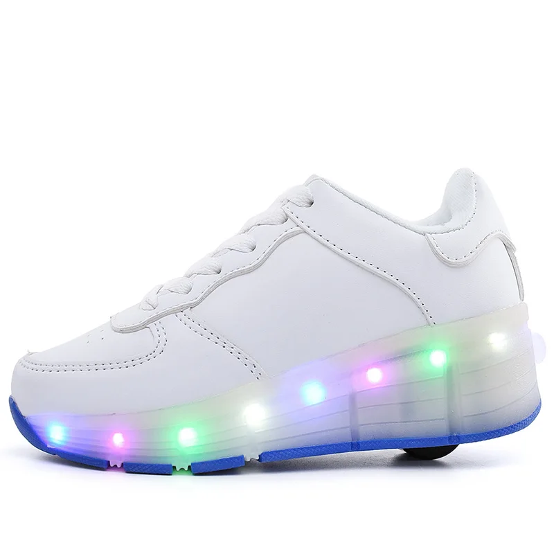 

New Children Roller Skate Shoes White Boys Girls Heelies LED Light Sneakers with Wheel Boy Girl Casual Shoe Zapatillas Ruedas