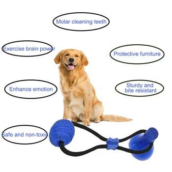

Multifunction Pet Molar Bite Dog Toys Rubber Chew Ball Cleaning Teeth Safe Elasticity Soft Puppy Suction Cup Dog Biting Toy