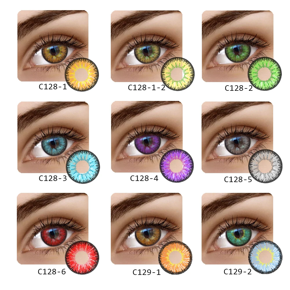 Lentes de contacto de 3 tonos y 12 colores, lentillas de Cosplay