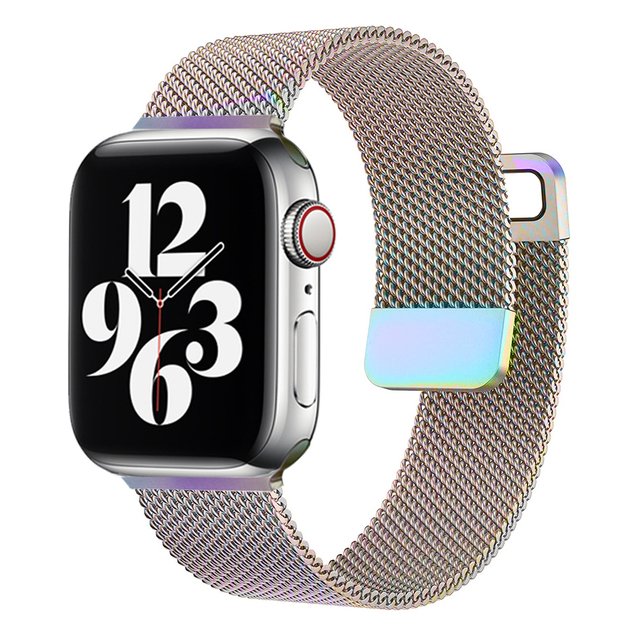 For Apple watch Band 7 45mm 40mm 38mm 42mm 41 44 mm Accessorie milanese Loop Metal bracelet for iWatch series 7 4 5 6 se 3